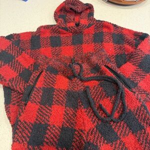 Skins Red and Black Plaid Hooded lounging set